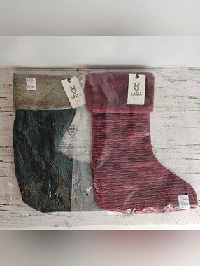Läska Velvet Feel Christmas Stockings,Set Of 2 Maroon And Green